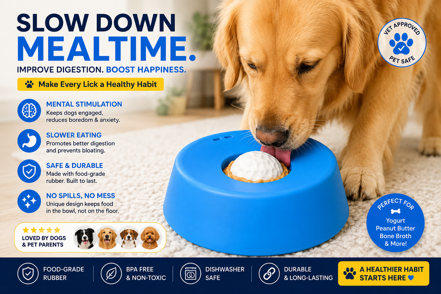 Non-Slip Dog Licking Bowl